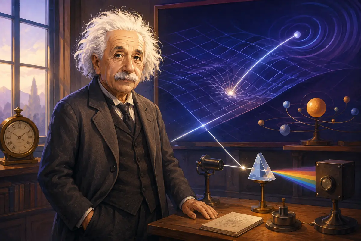Ilustrasi Albert Einstein dan relativitas