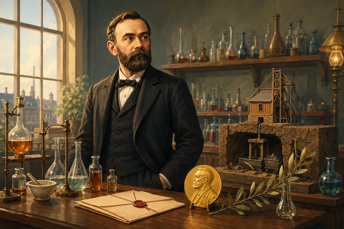 Ilustrasi original Alfred Nobel dan gagasan pentingnya