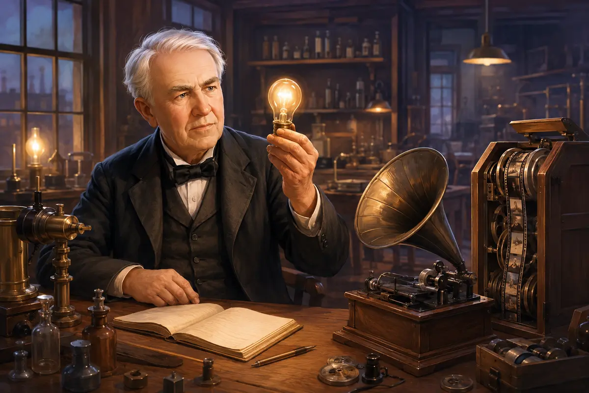 Ilustrasi original Thomas Alva Edison dan gagasan pentingnya